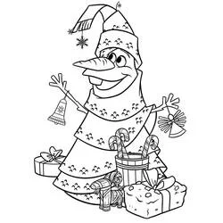 Dibujo de Olaf disfrazado de árbol de Navidad para colorear