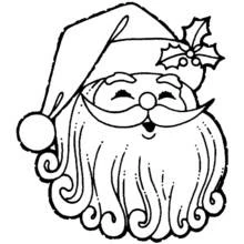 Dibujo de Papá Noel sonriente con barba rizada para colorear