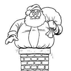 Dibujo de Papá Noel atascado en una chimenea para colorear
