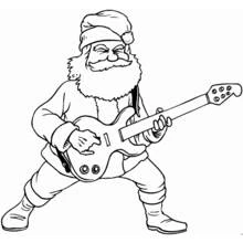 Dibujo de Papá Noel tocando la guitarra eléctrica para colorear