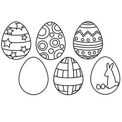 Dibujo de Seis huevos de Pascua con distintos patrones para colorear