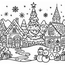 Pueblo de Navidad - Dibujos para colorear gratis