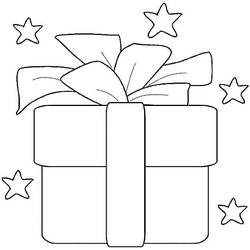 Dibujo de Regalo con un gran lazo y estrellas para colorear
