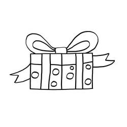 Dibujo de Caja con franjas verticales de círculos y lazo para colorear