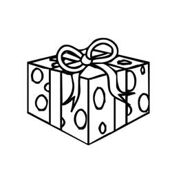 Dibujo de Regalo con lunares y lazo para colorear
