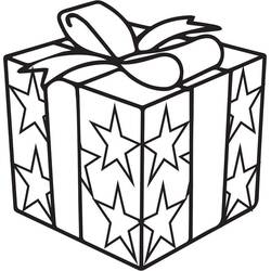 Dibujo de Caja cúbica de estrellas con lazo enrollado para colorear