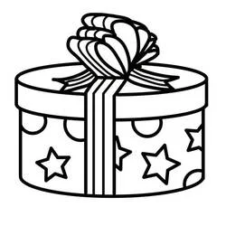 Dibujo de Caja de regalo redonda con lazo para colorear