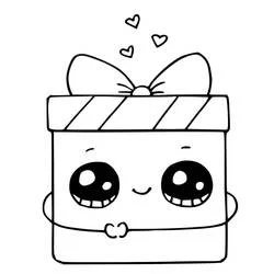Dibujo de Regalo con una carita sonriente adorable para colorear