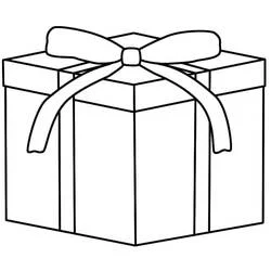 Dibujo de Caja cuadrada con cinta cruzando tapa y lados para colorear