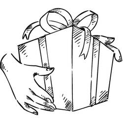 Dibujo de Regalo sostenido por manos para colorear