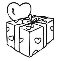 Dibujo de Regalo decorado con corazones para colorear