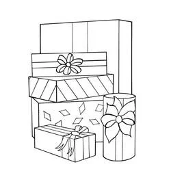 Dibujo de Regalos con caja cilíndrica y motivos de rombos para colorear