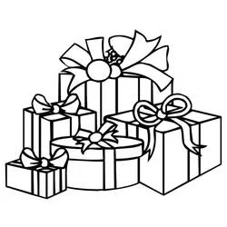 Dibujo de Regalo apilados con lazos para colorear
