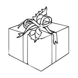 Dibujo de Regalo con lazo y acebo para colorear