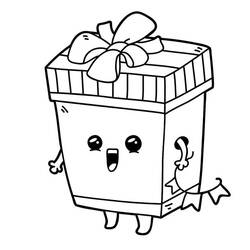 Dibujo de Regalo adorable con cara sonriente para colorear