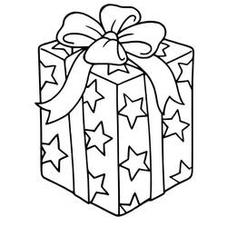 Dibujo de Regalo decorado con estrellas para colorear