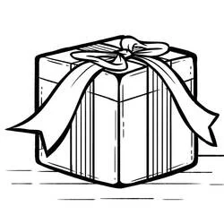 Dibujo de Regalo con lazo y cinta para colorear