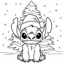 Stitch de Navidad - Dibujos para colorear gratis