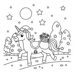 Unicornio de Navidad - Dibujos para colorear gratis