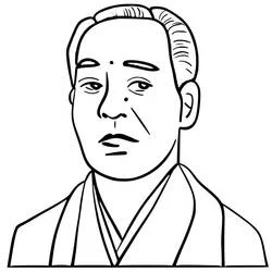 Dibujo de Retrato de un hombre con vestimenta tradicional japonesa para colorear Dibujo de Retrato de un hombre con vestimenta tradicional japonesa para colorear