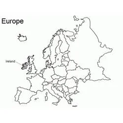 Dibujo de Mapa de Europa con Irlanda resaltada para colorear