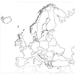 Dibujo de Europa de Islandia a Grecia para colorear