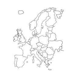 Dibujo de Europa con Escandinavia y España para colorear
