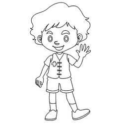 Dibujo de Niño suizo saludando para colorear Dibujo de Niño suizo saludando para colorear