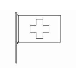 Dibujo de Bandera suiza en un mástil para colorear Dibujo de Bandera suiza en un mástil para colorear