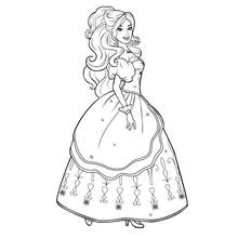 Dibujo de Barbie con vestido de princesa para colorear