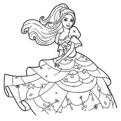 Dibujo de Barbie con un elegante vestido de baile para colorear