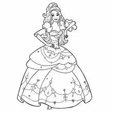 Dibujo de Barbie con un elegante vestido de princesa para colorear
