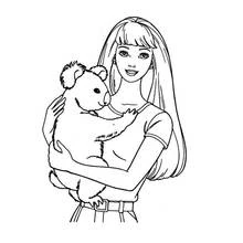 Dibujo de Barbie sosteniendo un koala en brazos para colorear
