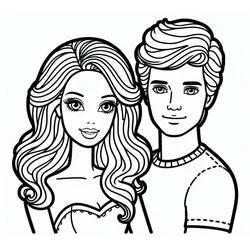 Dibujo de Barbie y Ken en retrato para colorear