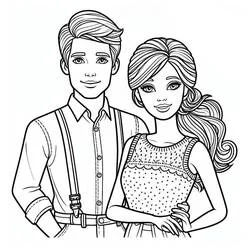 Dibujo de Barbie y Ken posando juntos para colorear