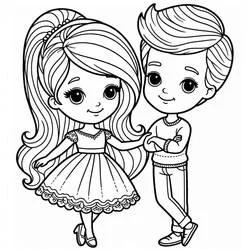 Dibujo de Barbie y Ken juntos de pie para colorear