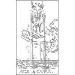 Dibujo de As de copas carta de tarot para colorear