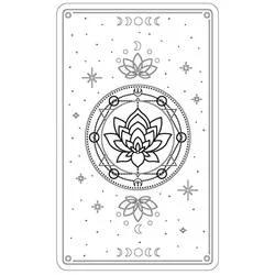Dibujo de Carta de Tarot con loto y símbolos celestiales para colorear