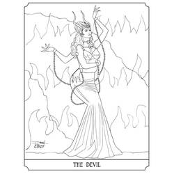 Dibujo de El Diablo, Carta de Tarot para colorear