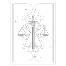 Dibujo de Carta de Tarot La Justicia con espada y balanza para colorear