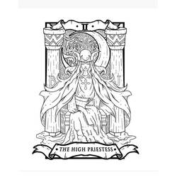 Dibujo de La Papisa carta de tarot para colorear