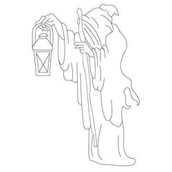 Dibujo de El Eremita sosteniendo su farol para colorear