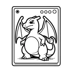 Dibujo de Charizard en una carta Pokémon para colorear Dibujo de Charizard en una carta Pokémon para colorear