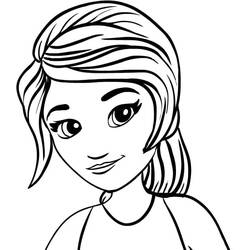 Dibujo de Mia en retrato con su cabello ondulado para colorear