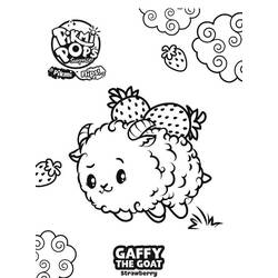 Dibujo de Pikmi Pops Gaffy la cabra con fresas para colorear