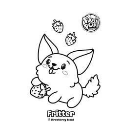 Dibujo de Pikmi Pops Fritter con fresas para colorear