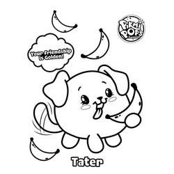 Dibujo de Pikmi Pops Tater rodeado de plátanos para colorear