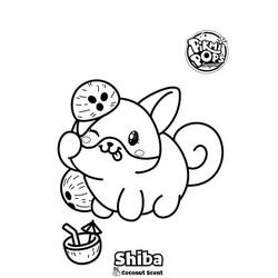 Dibujo de Pikmi Pops Shiba con rodajas de coco para colorear