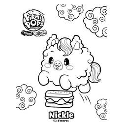 Dibujo de Pikmi Pops Nickle saltando sobre un s'mores para colorear