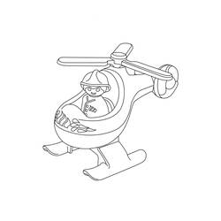 Dibujo de Playmobil helicóptero con piloto para colorear
